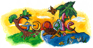 Doodle4Google のコンテストで米国の最優秀作品を示す画像。