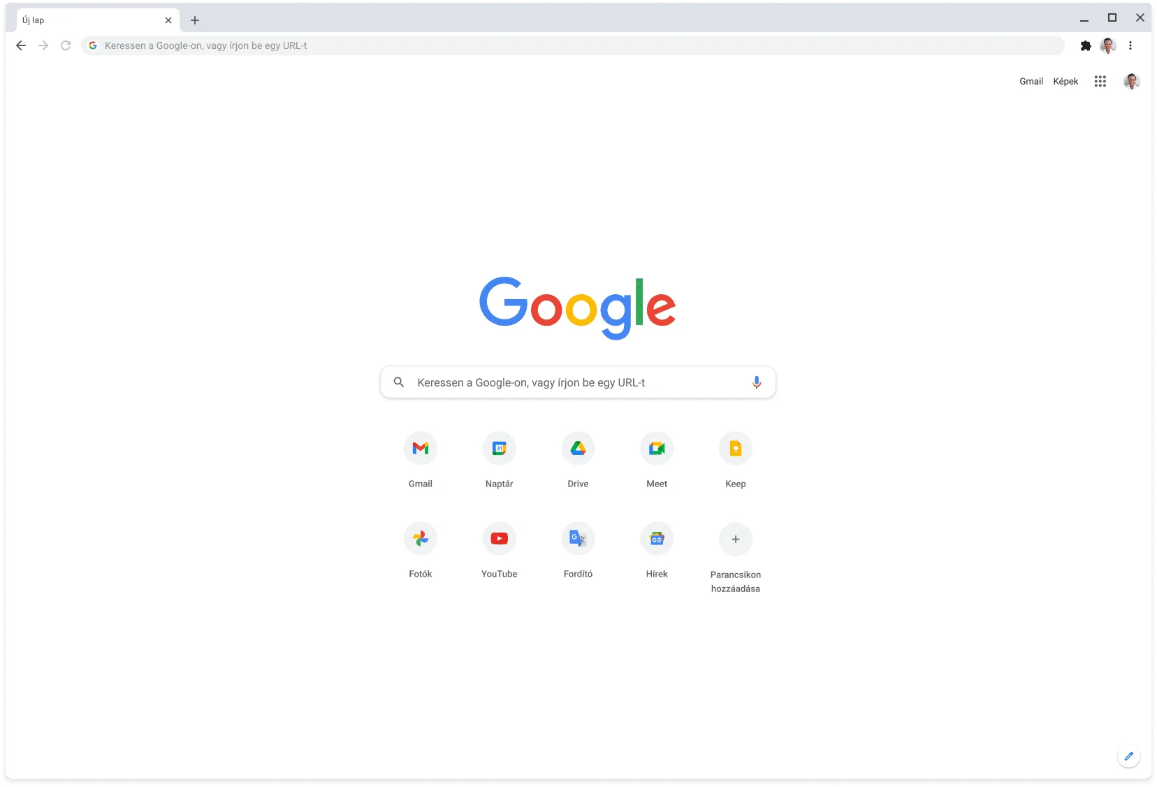 A google.com webhelyet megjelenítő Chrome-böngészőablak.